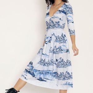 BM Ukiyo-e Vase 3/4 sleeve dress
